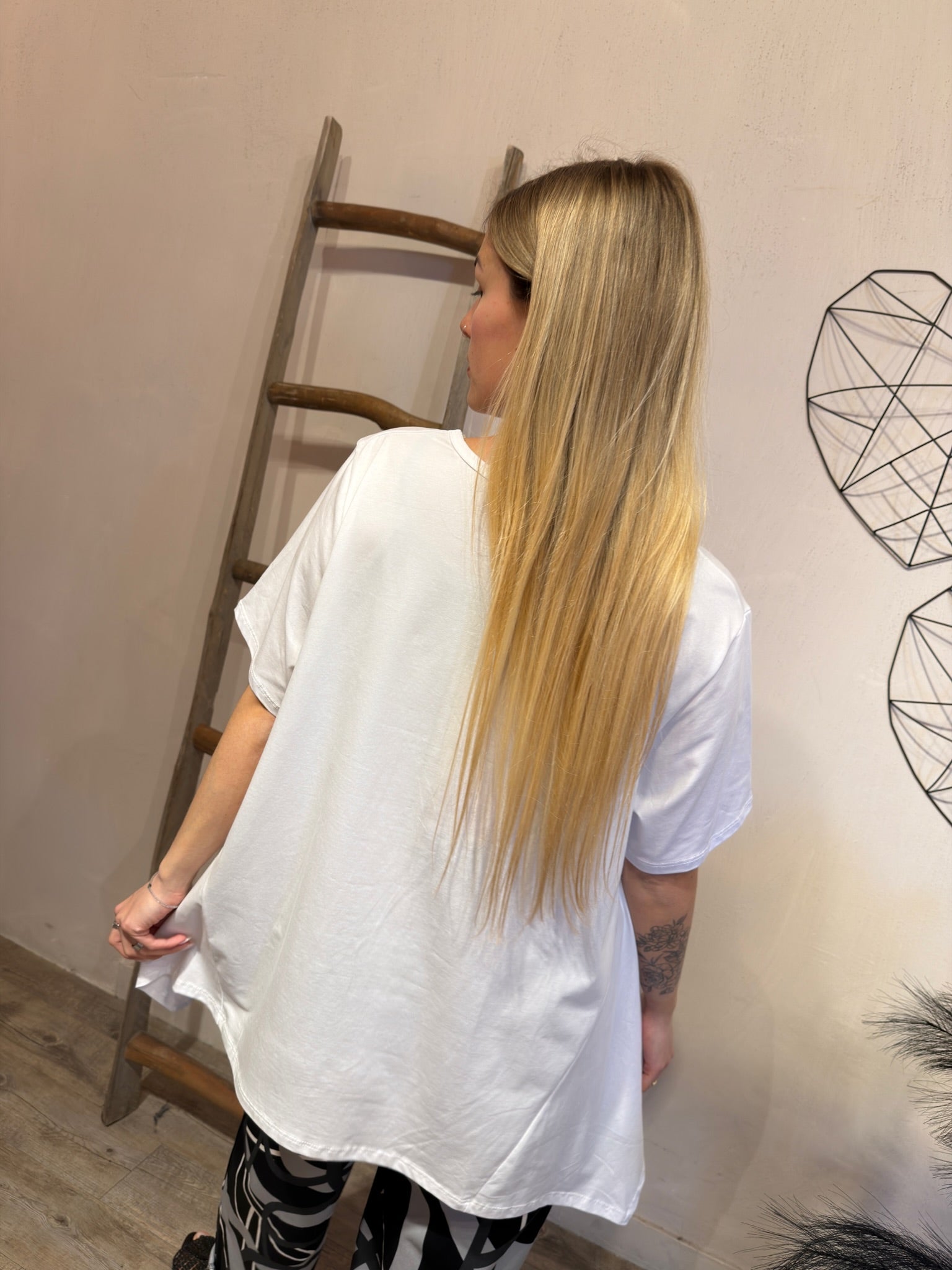 T-shirt Miranda Combinata Bottoni Bianco