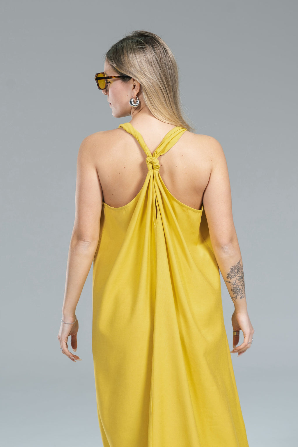 Maxi Abito Trapezio Nodo Giallo Wild Pony