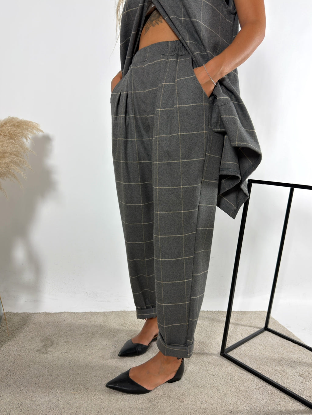 Pantalone Check Grigio Miranda