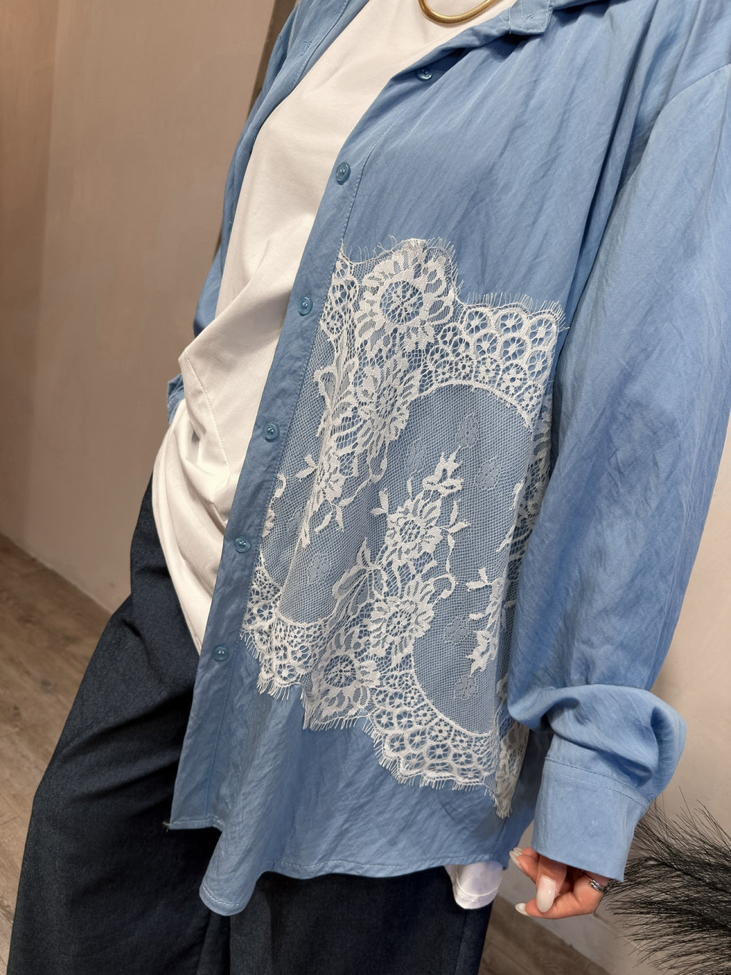 Maxi Camicia Yara Viscosa e Pizzo