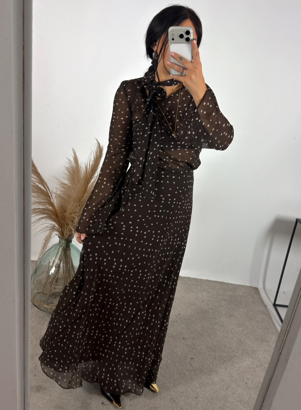 Gonna Lunga Pois Chiffon Fondente Glamorous