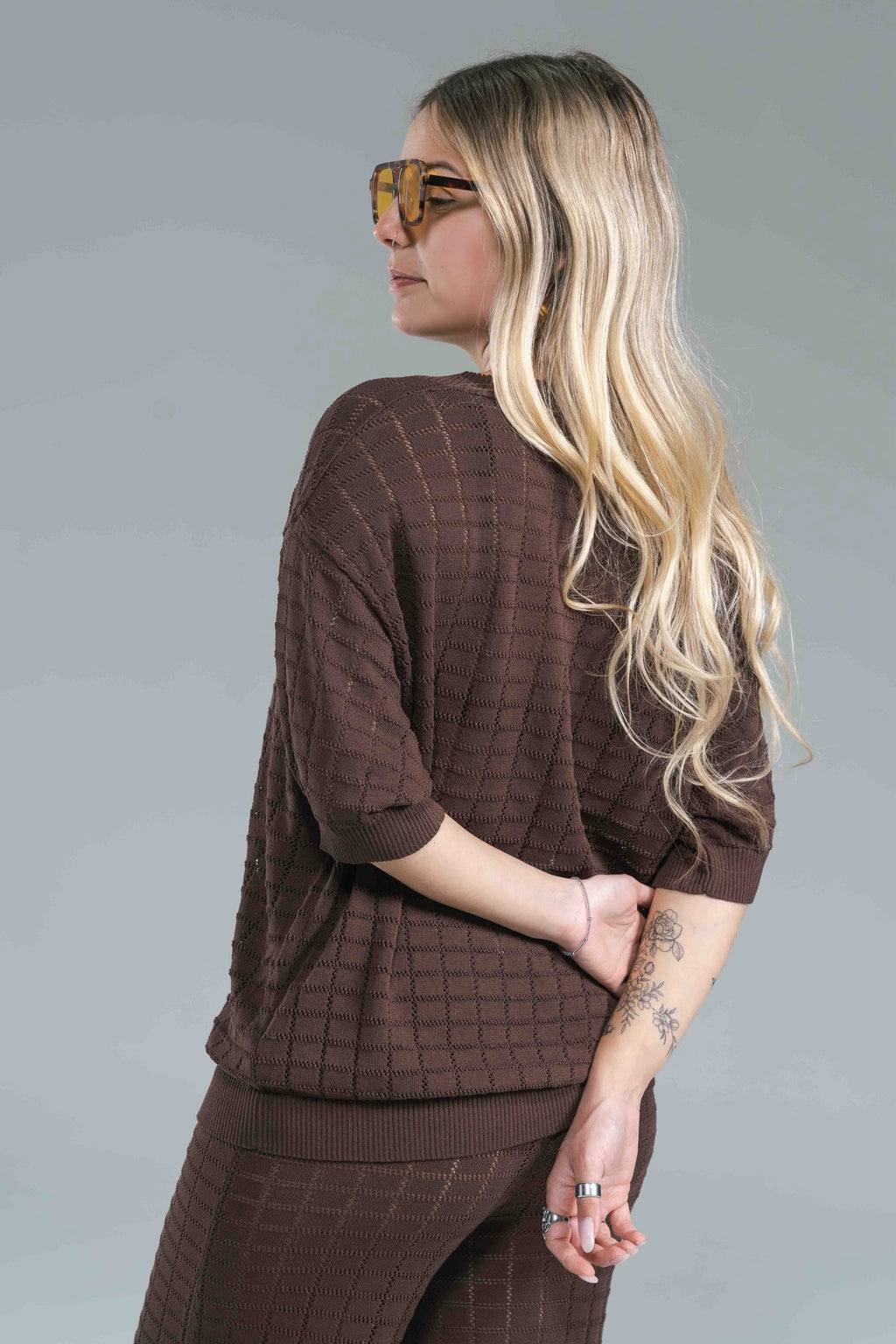 Cardigan Crochet Caffè Glamorous