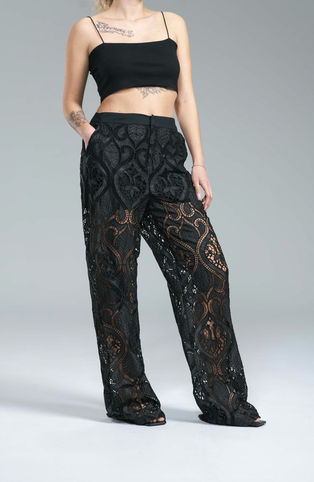 Pantalone Pizzo Nero Glamorous
