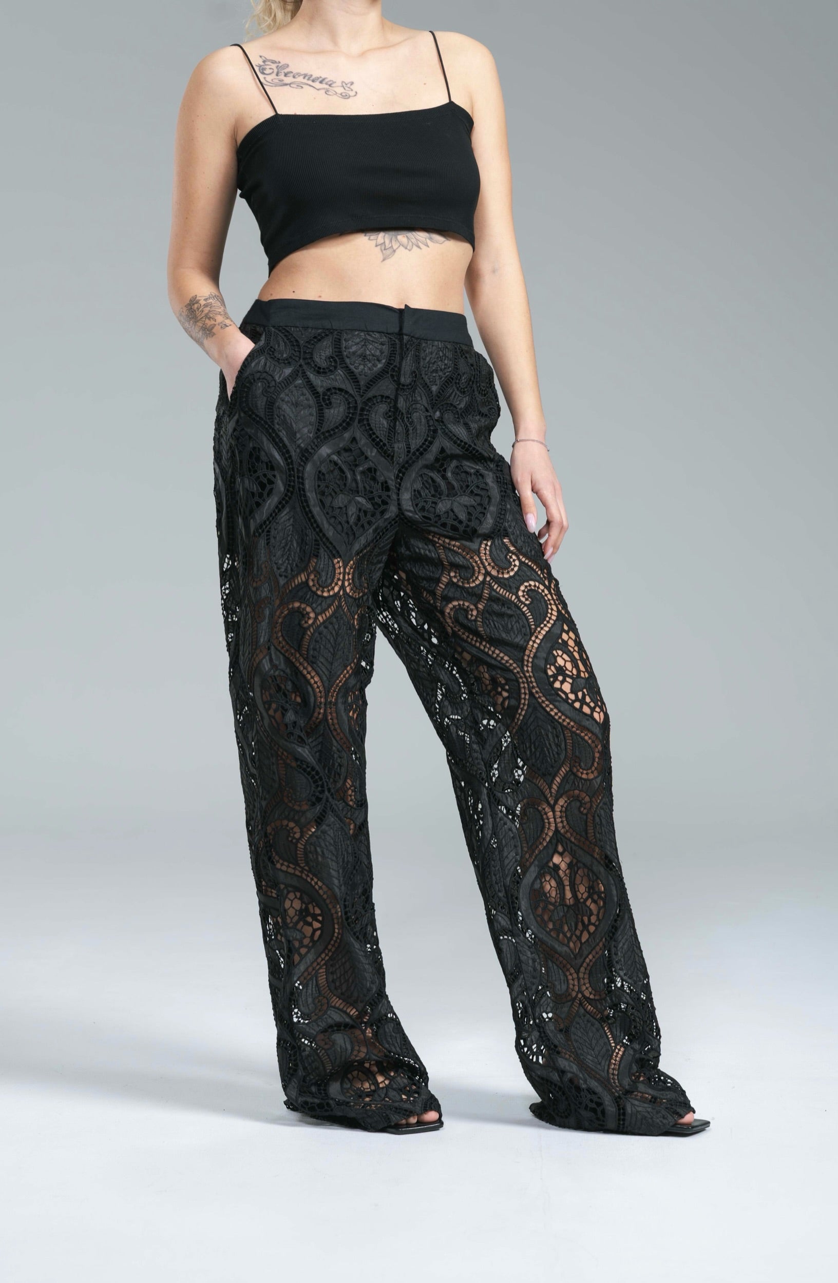 Pantalone Pizzo Nero Glamorous