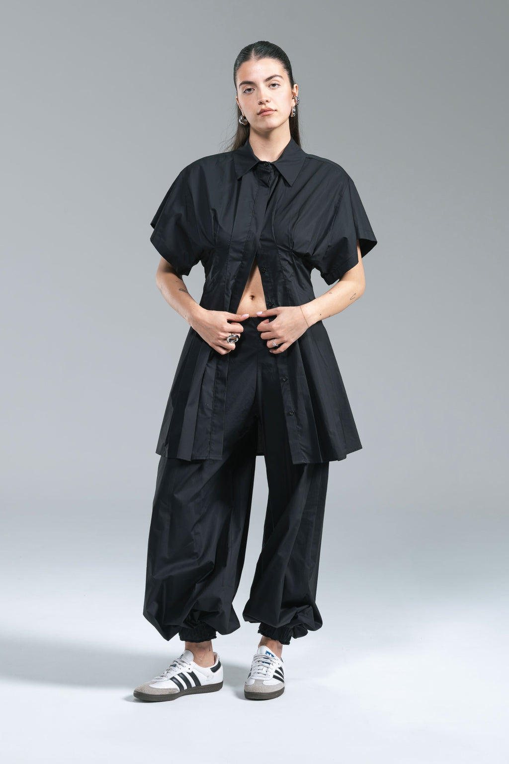 Pantalone Balloon Popeline Nero Kostumn1