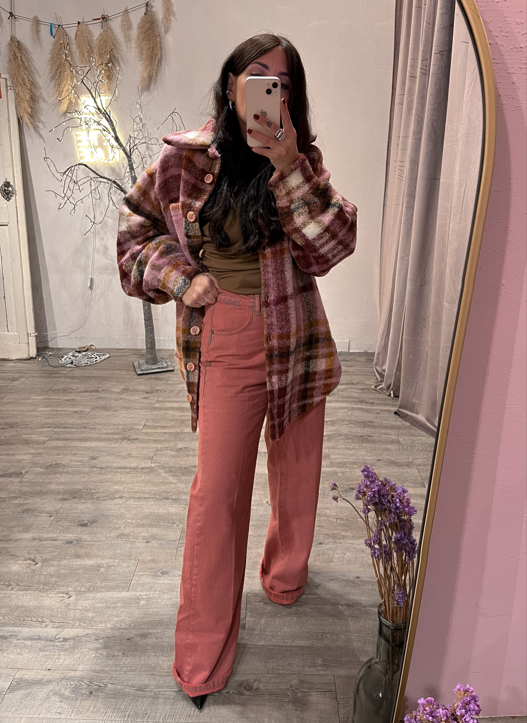 Jeans Straight Leg Delave’ Rosa Antico Kostumn1