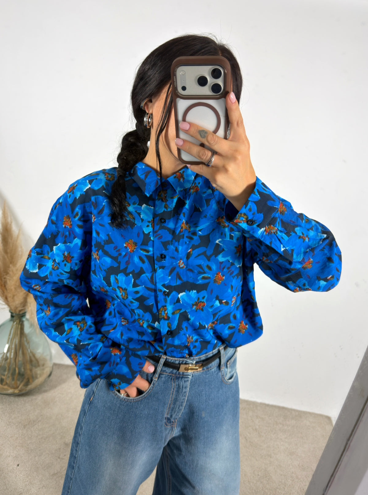 Camicia Fiori Blu/Nero Compania Fantastica