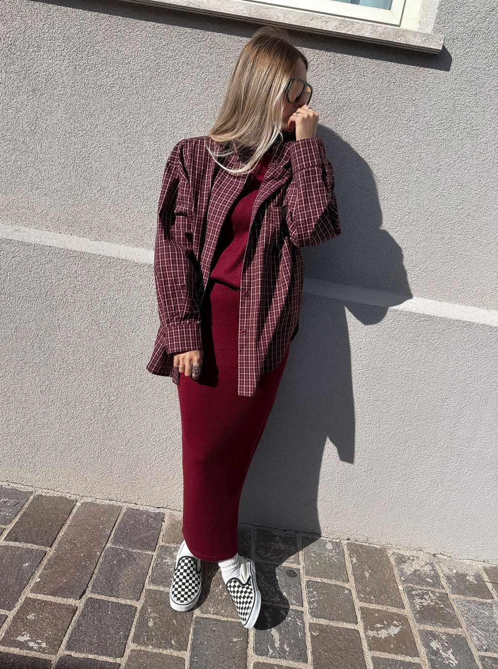 Camicia Check Cappuccio Kostumn1 Borgogna