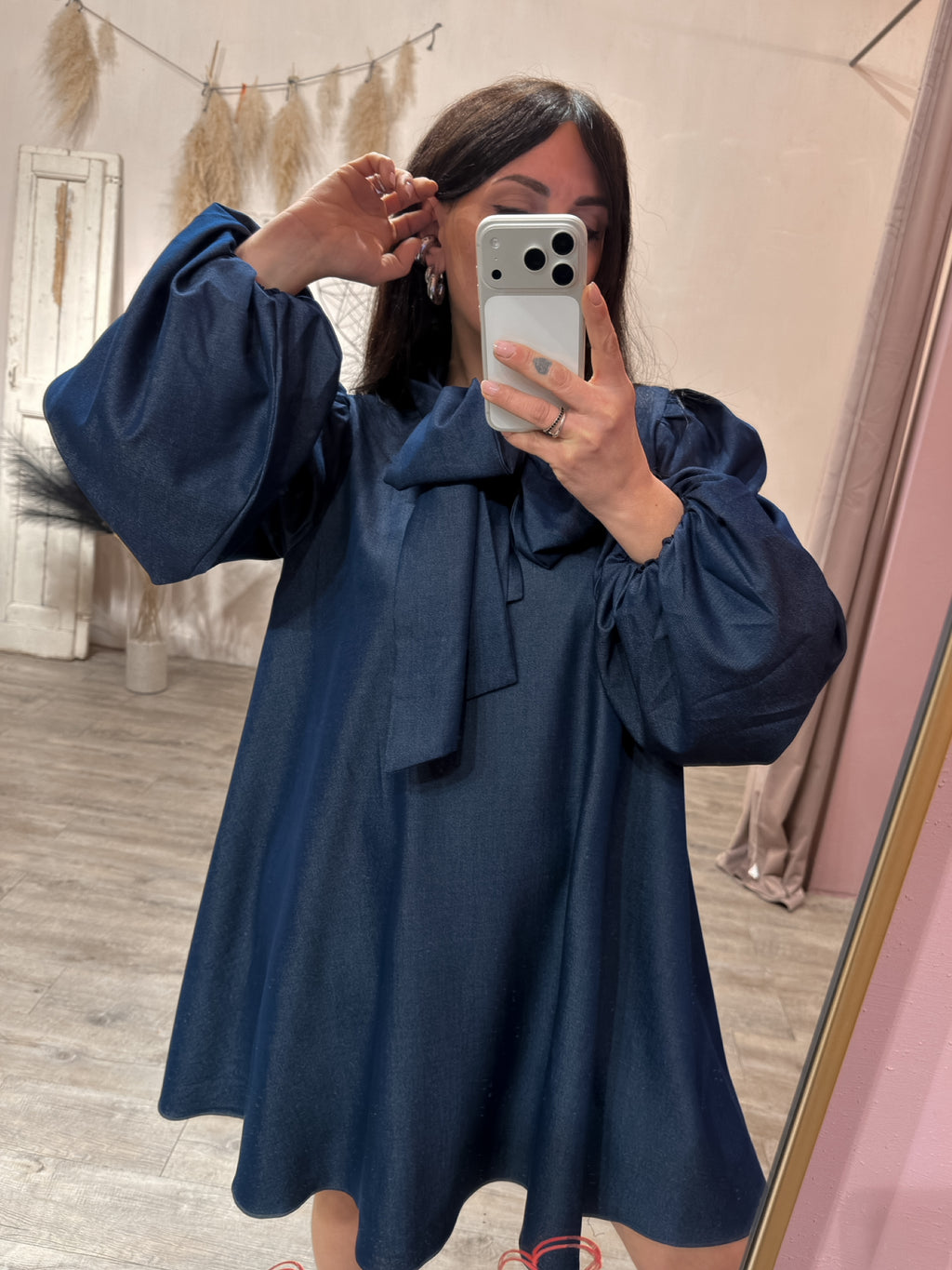 Mini Abito Denim Fiocco Glamorous