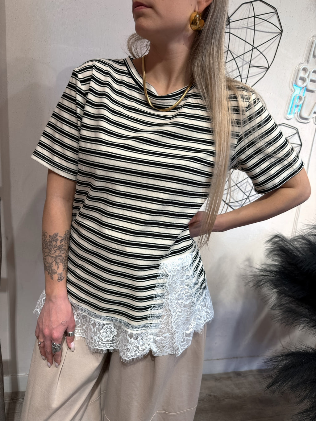 T-shirt Riga Inserto Pizzo
