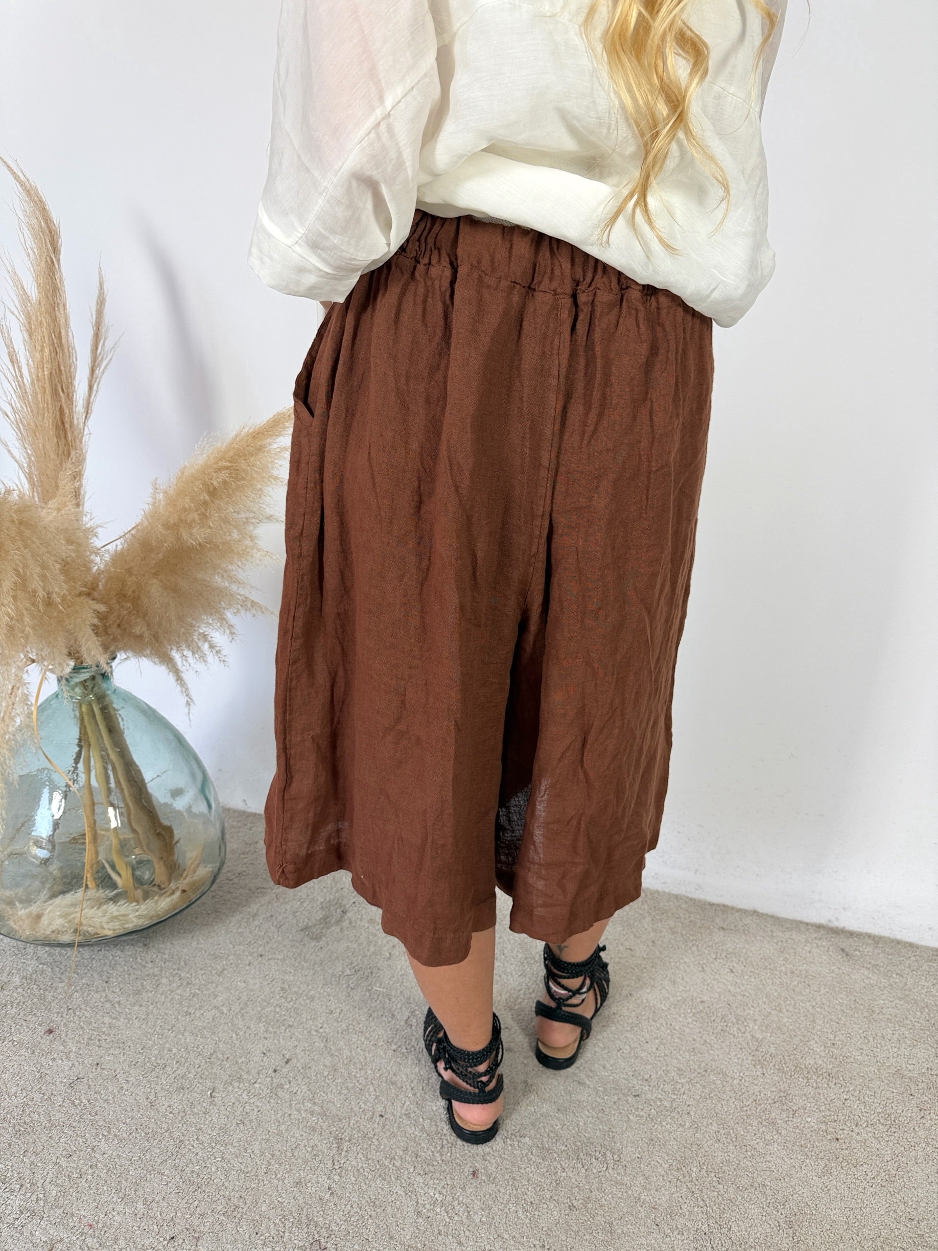 Maxi Bermuda Lino Bruciato