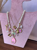 Mix Collana Perle/Cordino Rosa/Charm Rosa
