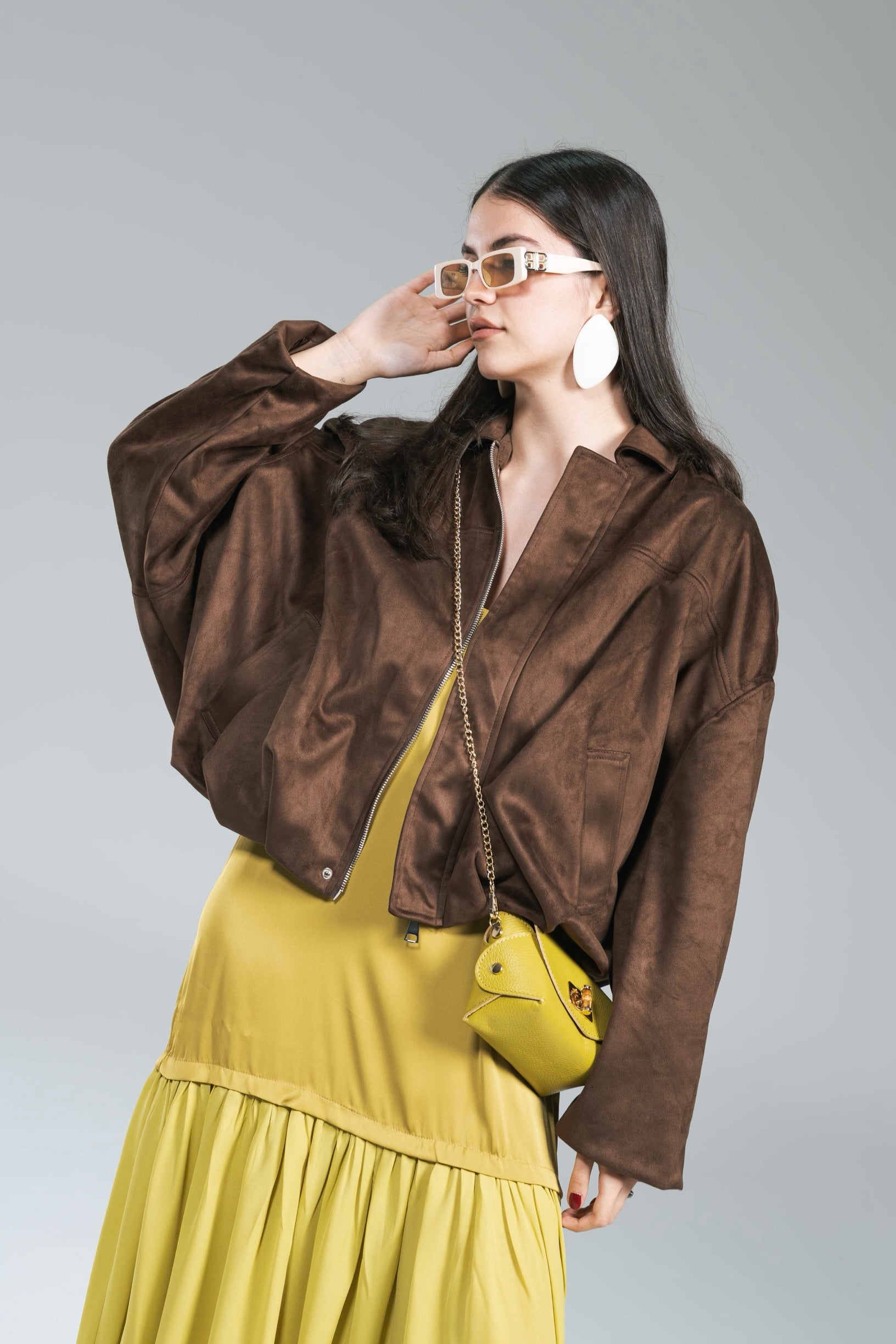 Maxi Abito Satin Balza Chiffon Olio Kostumn1