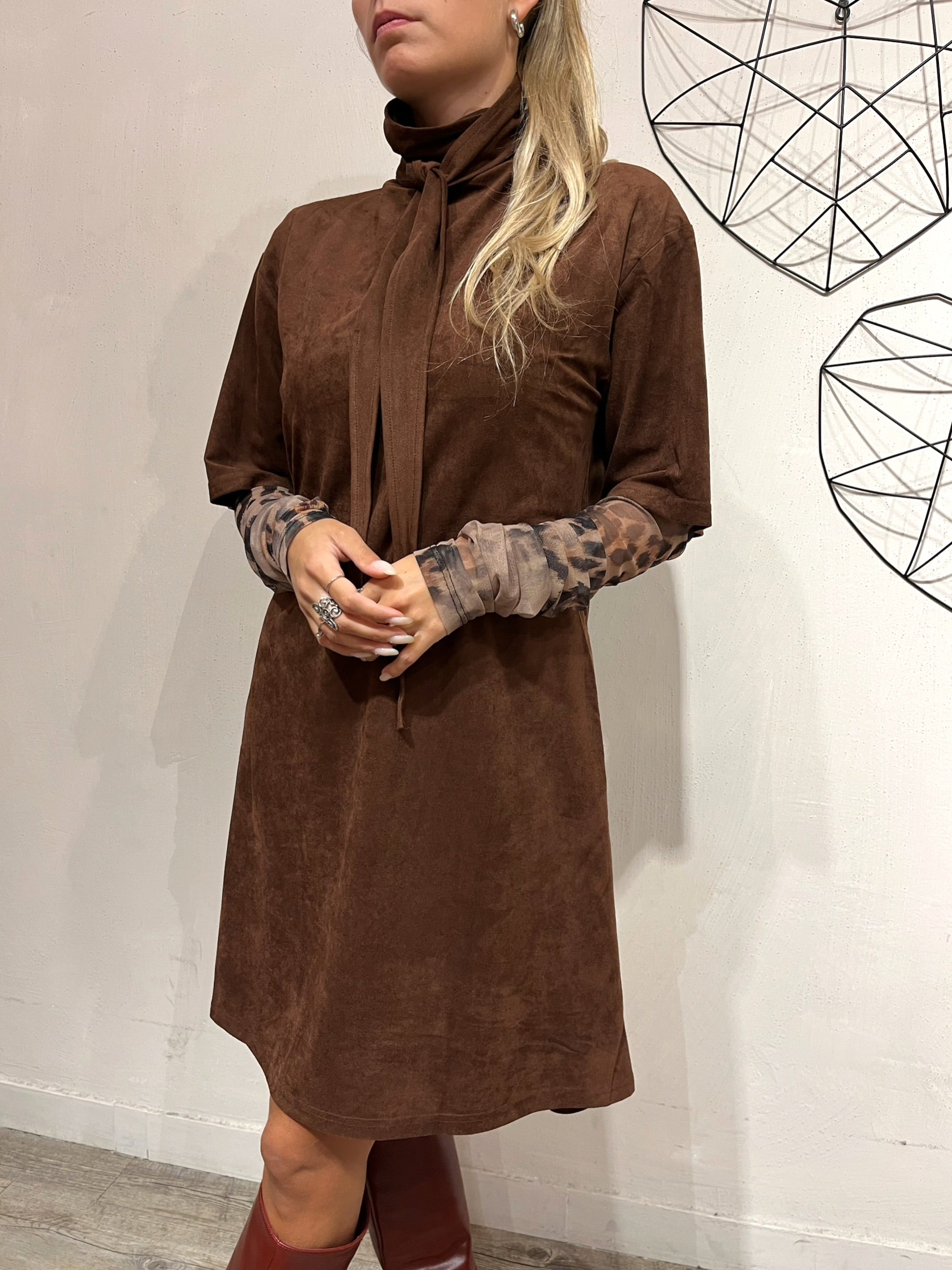 Abito Suede con Fiocco