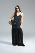 Maxi Abito Satin Balza Chiffon Nero Kostumn1