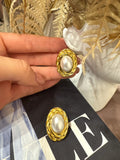 Orecchino Bottone Perla Oro