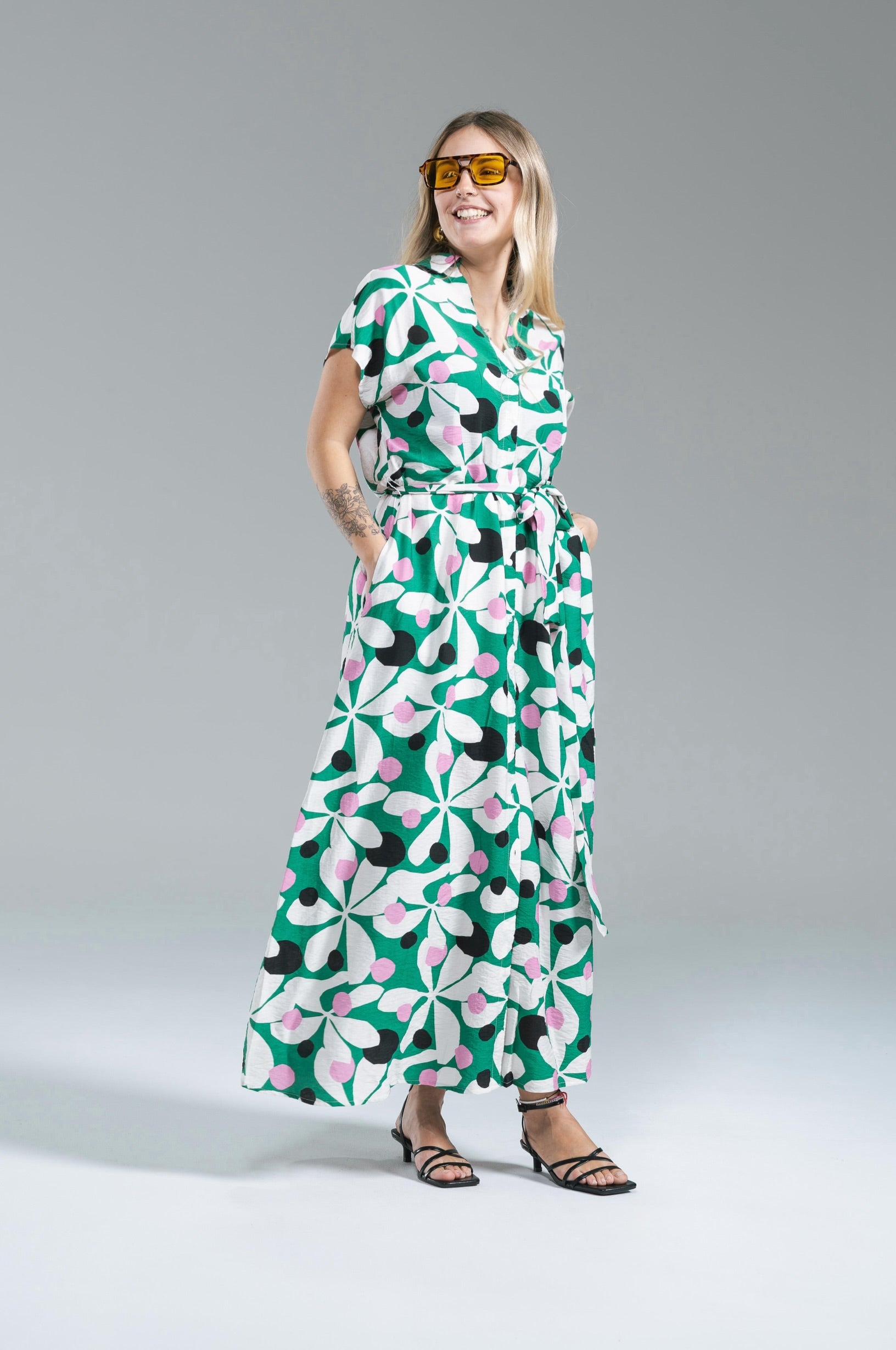 Vestito Chemisier Fantasia Verde Compania Fantastica