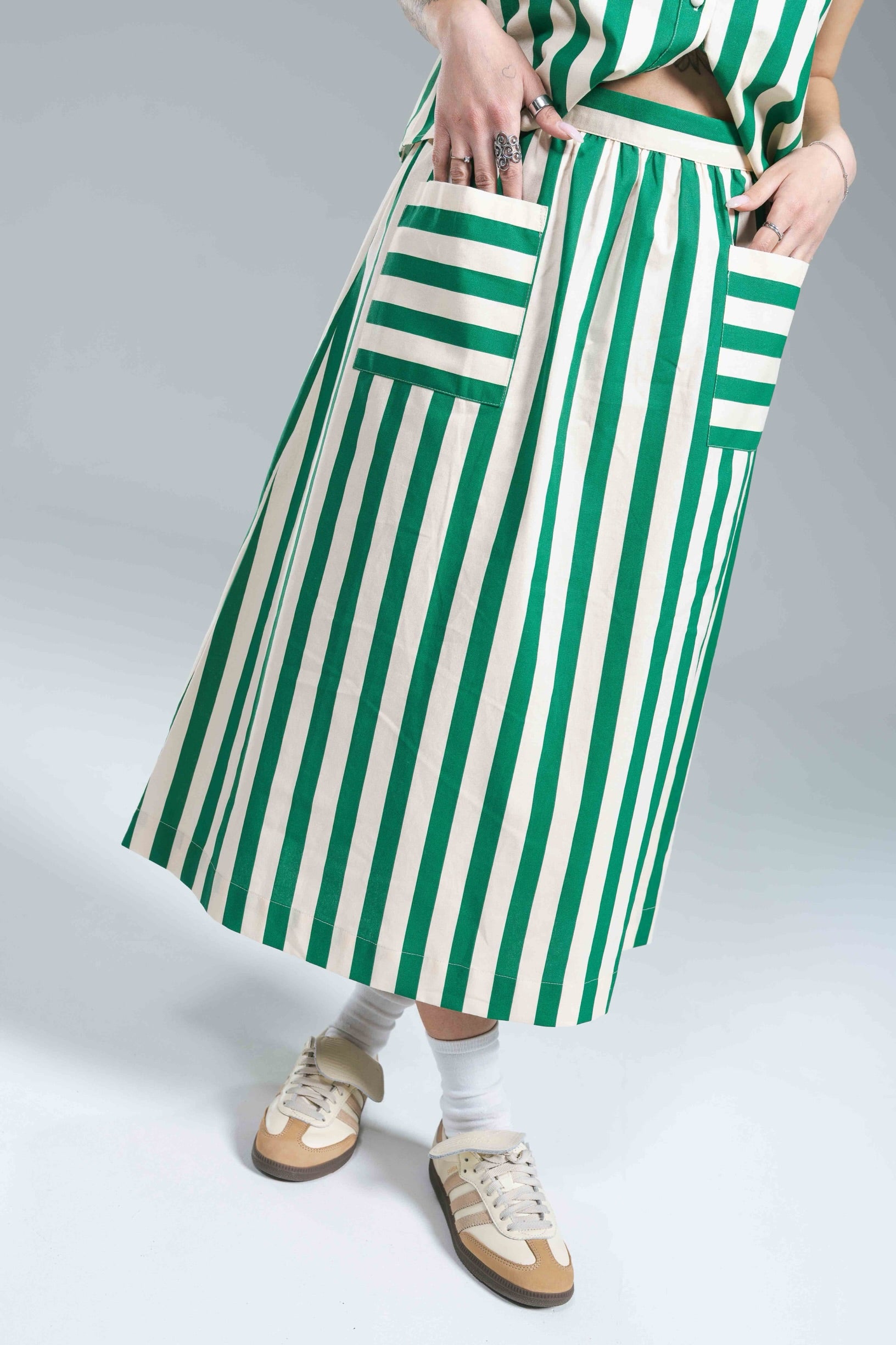Gonna Riga Verde Cotton Compania Fantastica