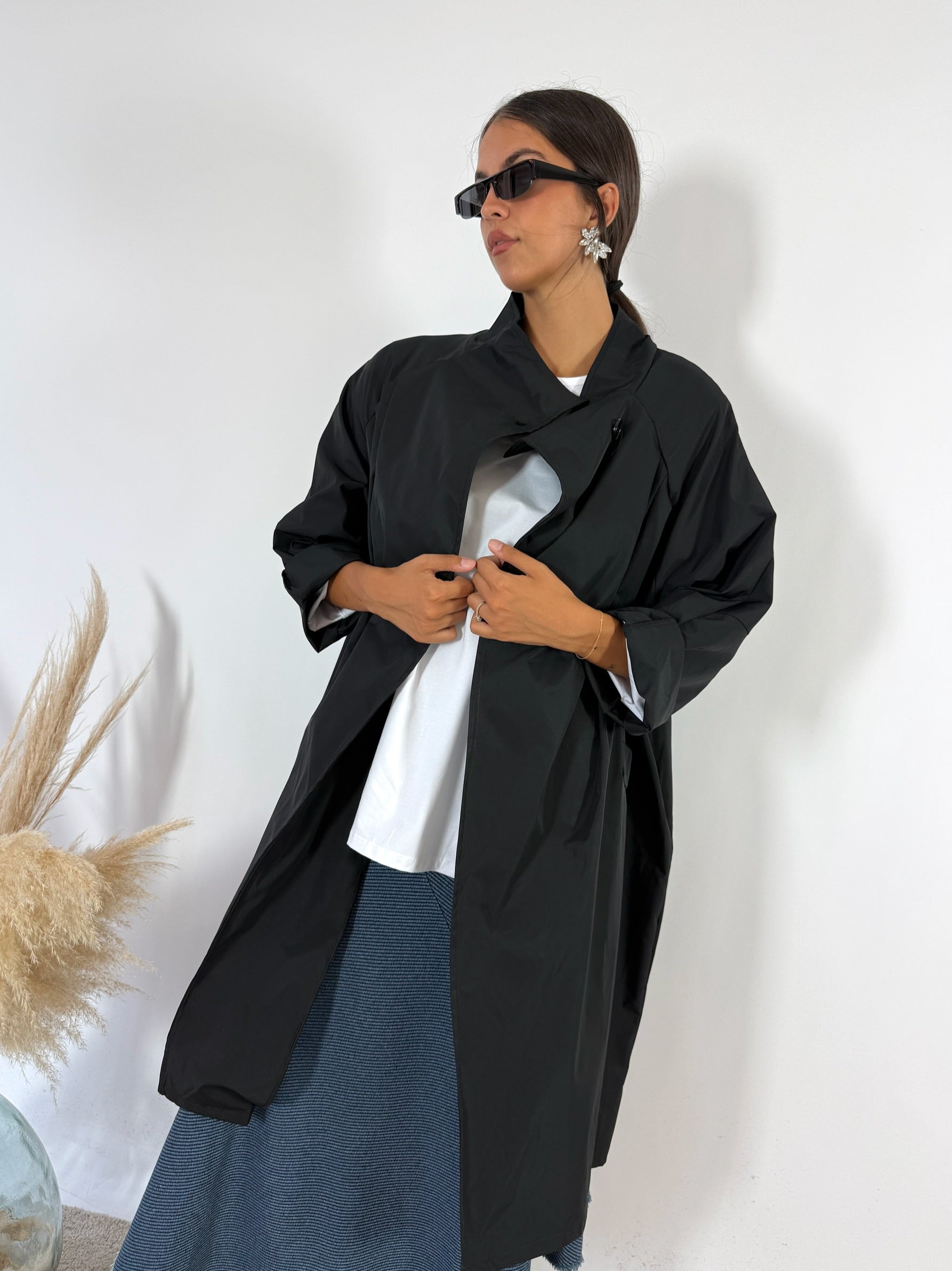 Trench Oversized Impermeabile Nero