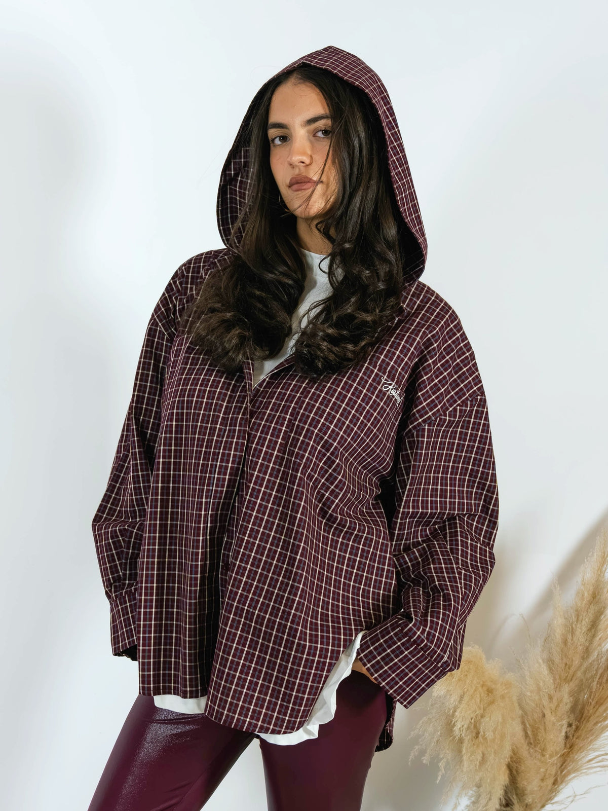Camicia Check Cappuccio Kostumn1 Borgogna