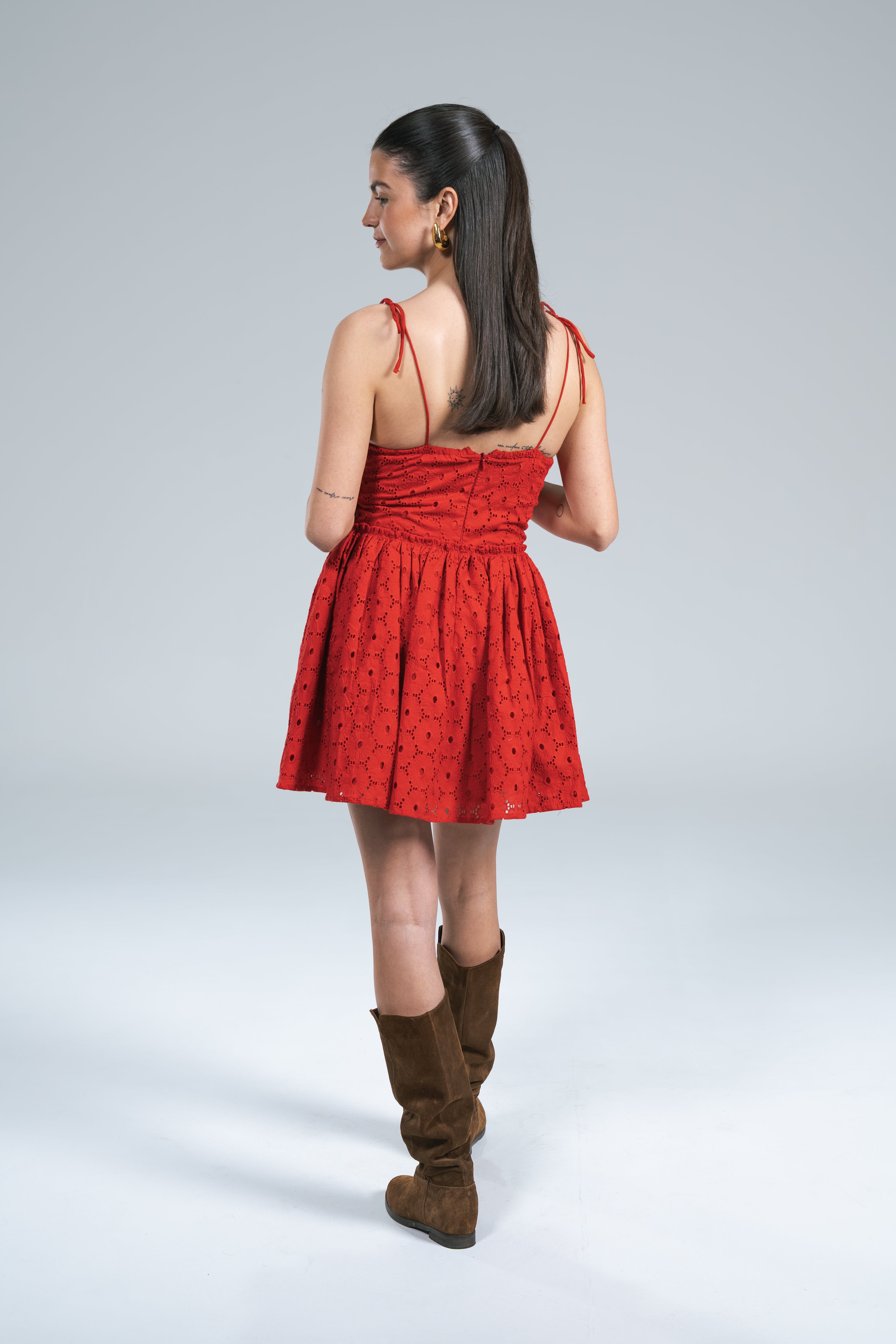Mini Abito Pizzo Sangallo Rosso Glamorous