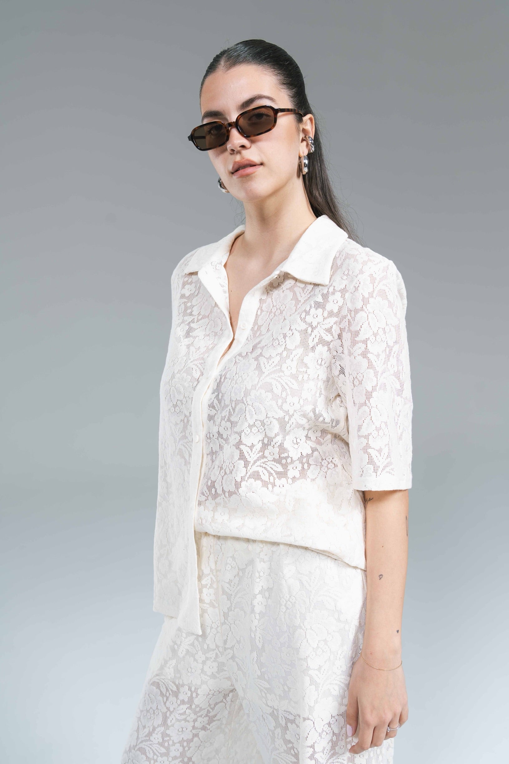 Camicia Pizzo Latte Glamorous