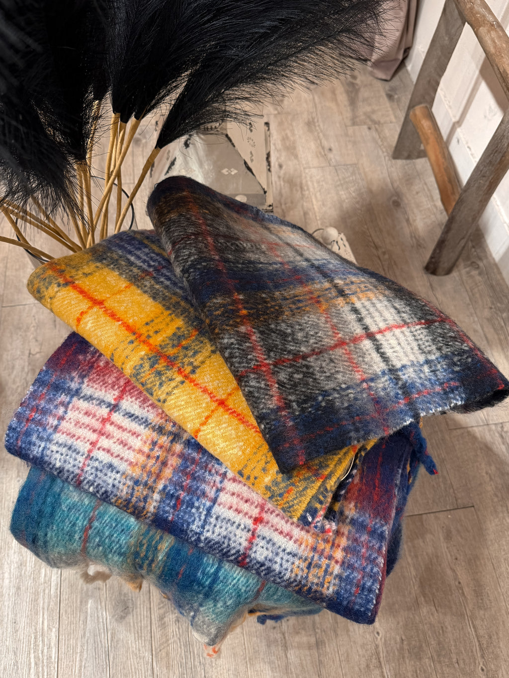 Maxi Sciarpa Frange Tartan