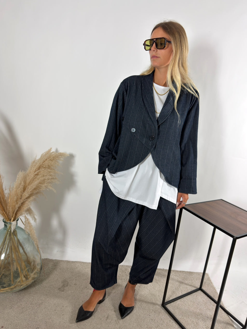 Pantalone Turca Denim Gessato Blu  Notte