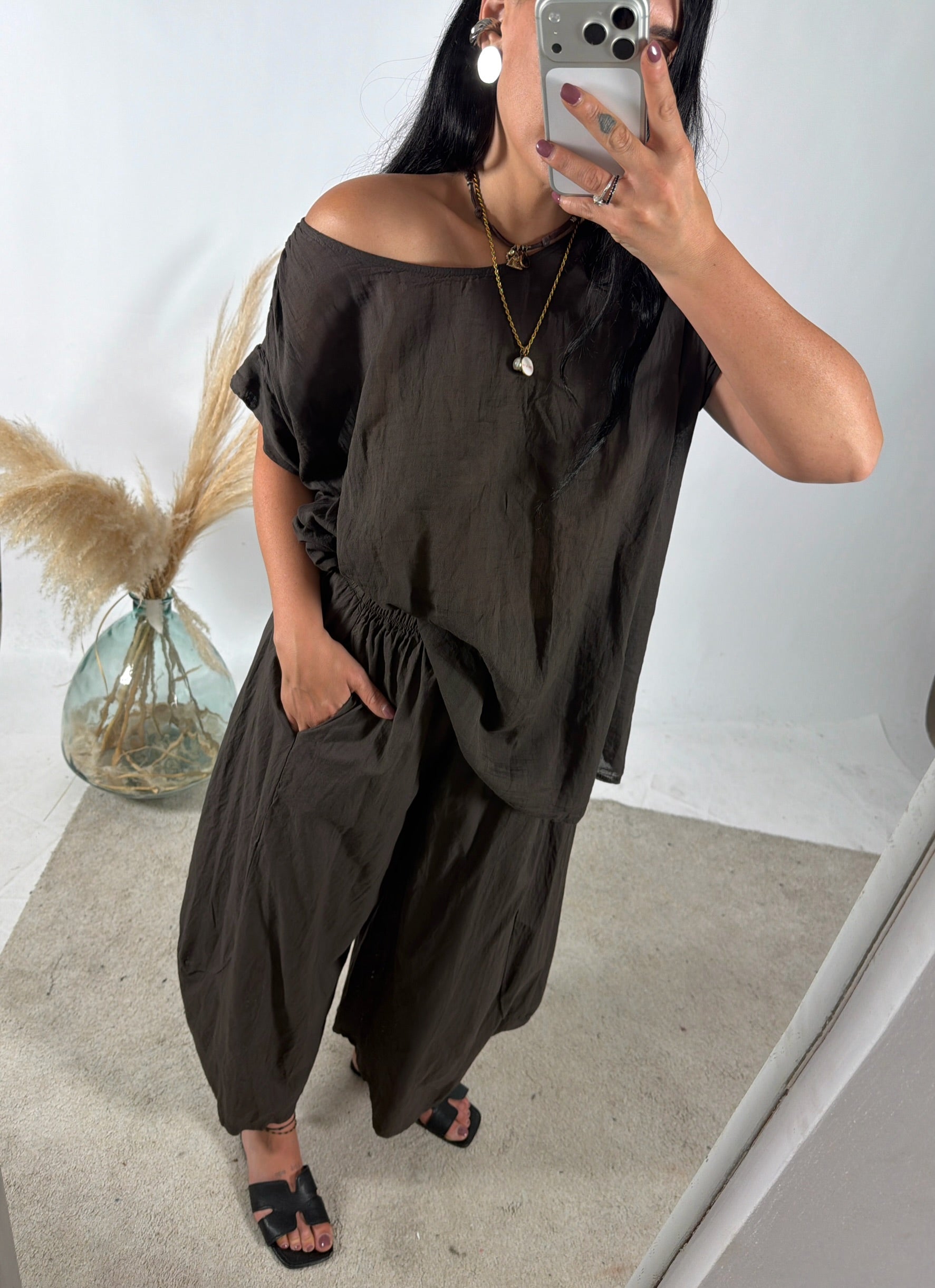 Pantalone Barbara Cotone Moro