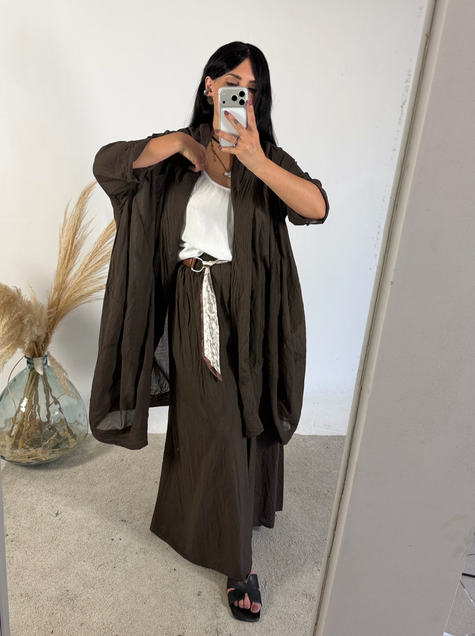 Pantalone Palazzo Mussola Moro Cinta Foulard