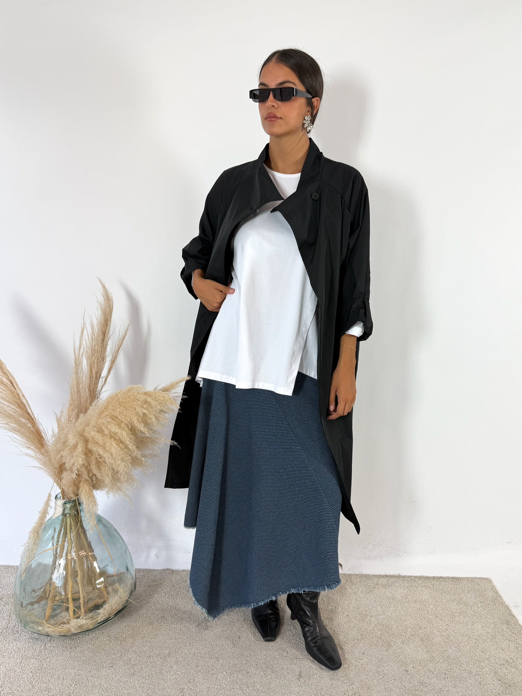 Trench Oversized Impermeabile Nero