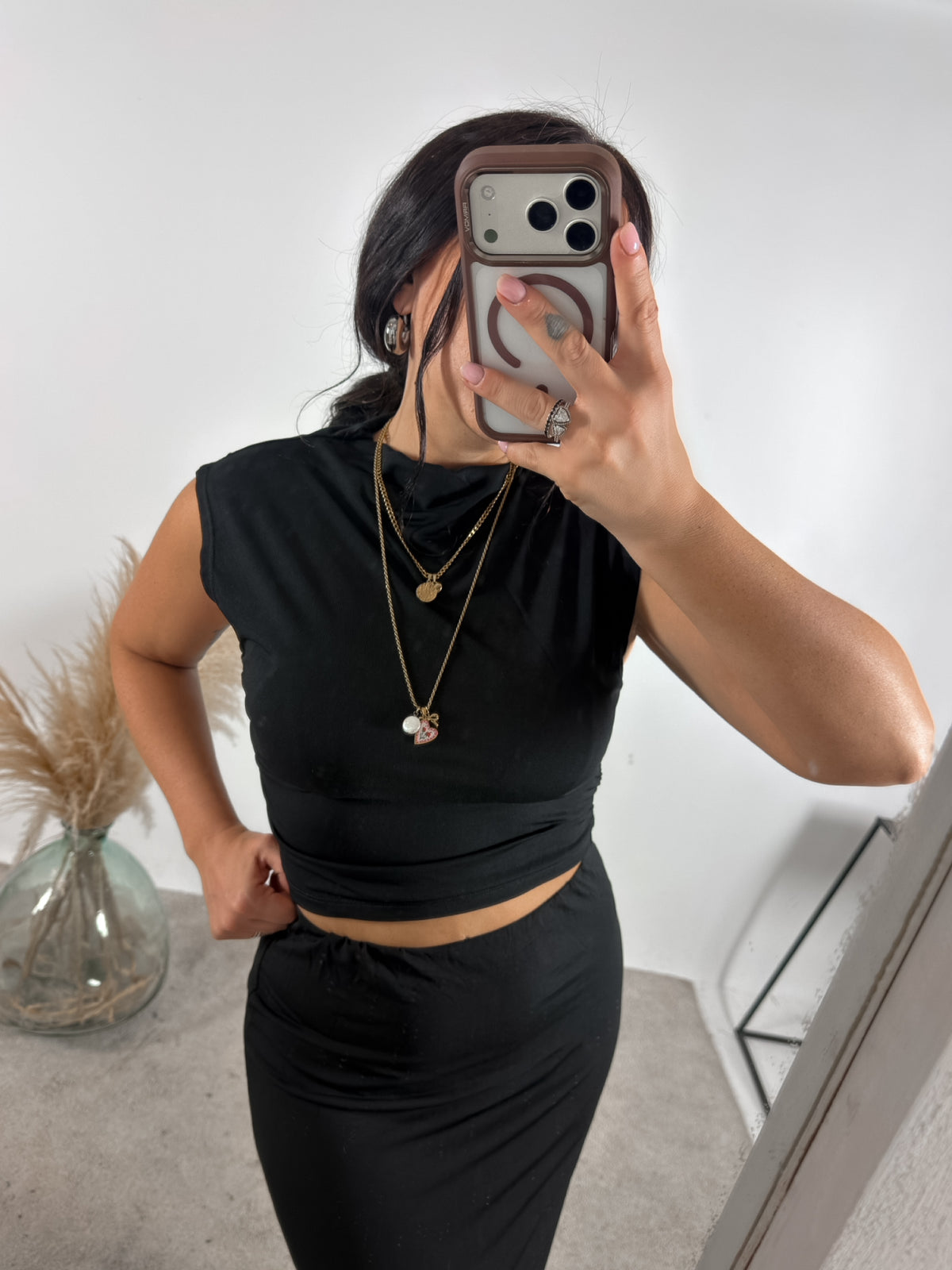 Set Jersey Top+Gonna Nero Glamorous