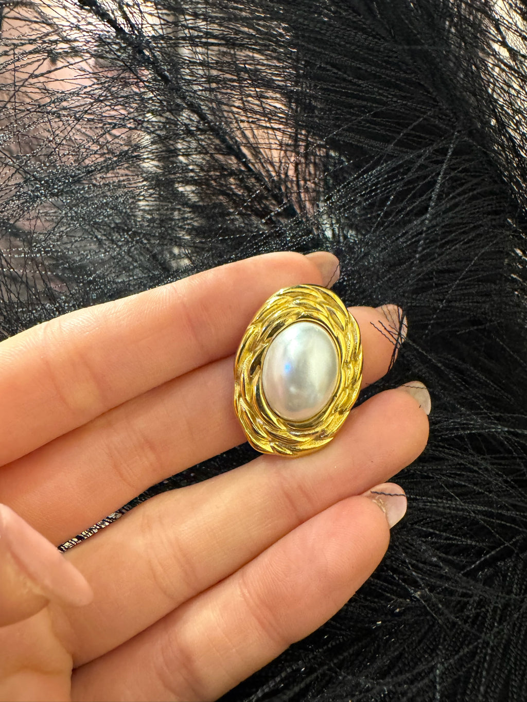 Orecchino Bottone Perla Oro