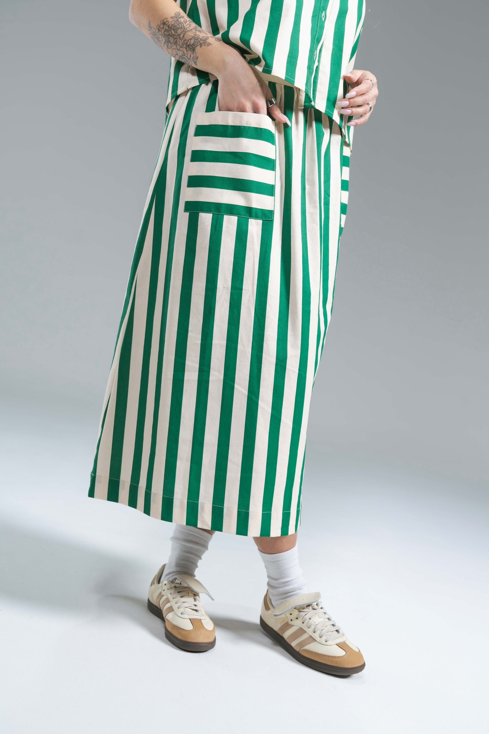 Gonna Riga Verde Cotton Compania Fantastica