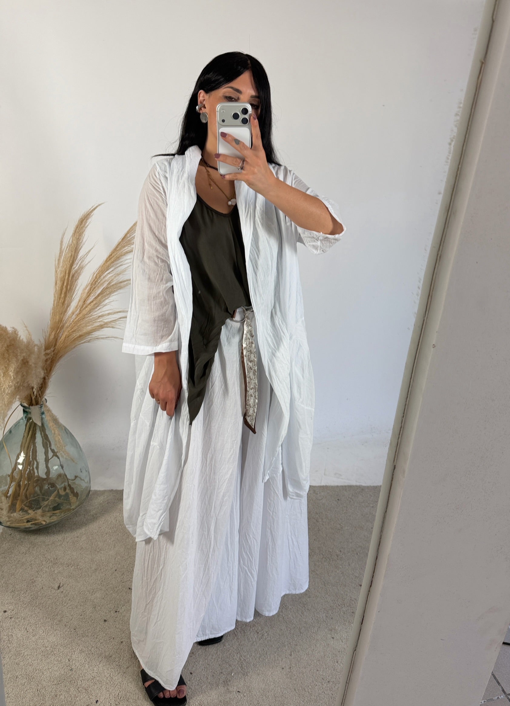 Maxi Cardigan Kimono Mussola Bianco