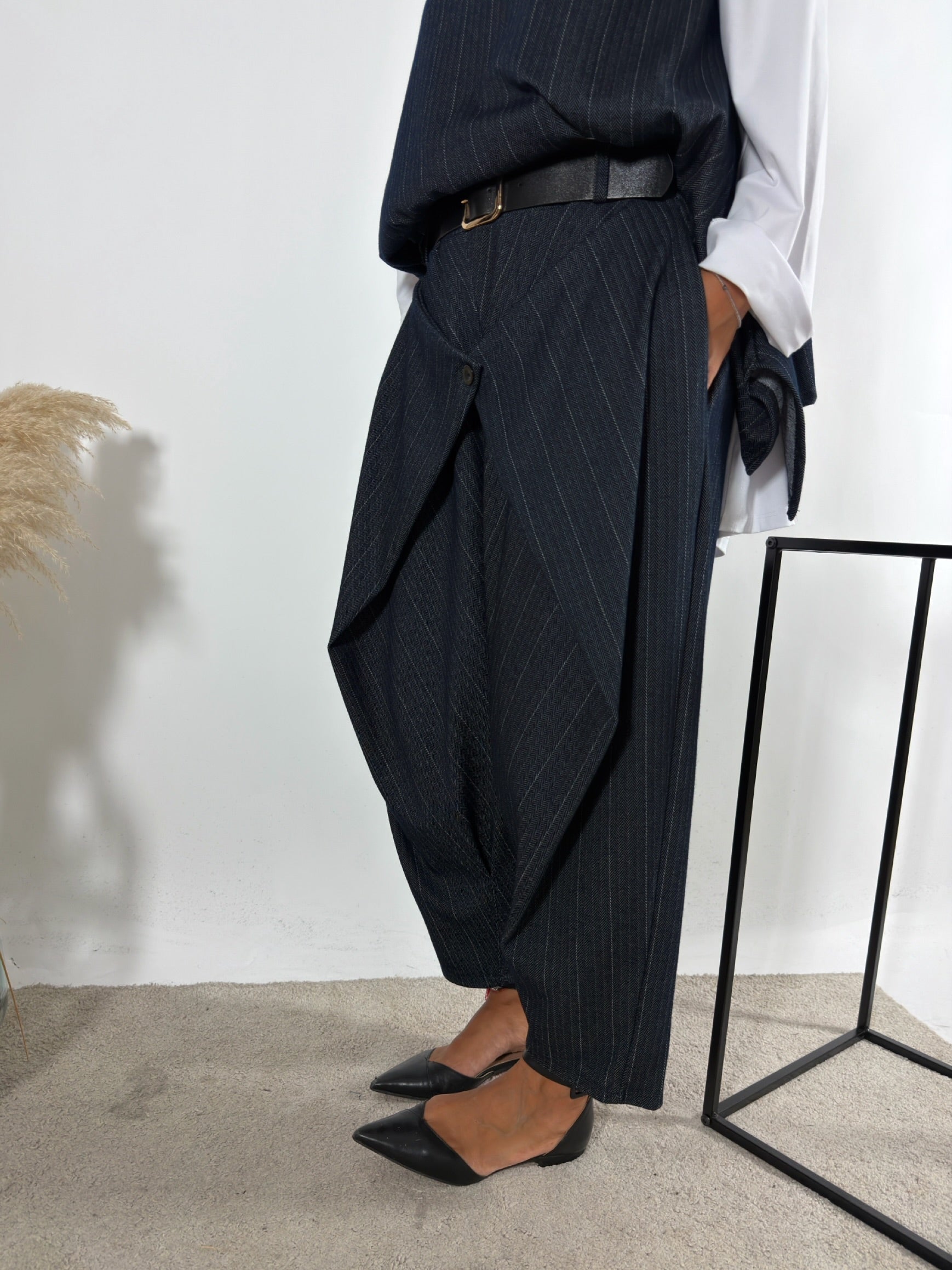 Pantalone Turca Denim Gessato Blu  Notte