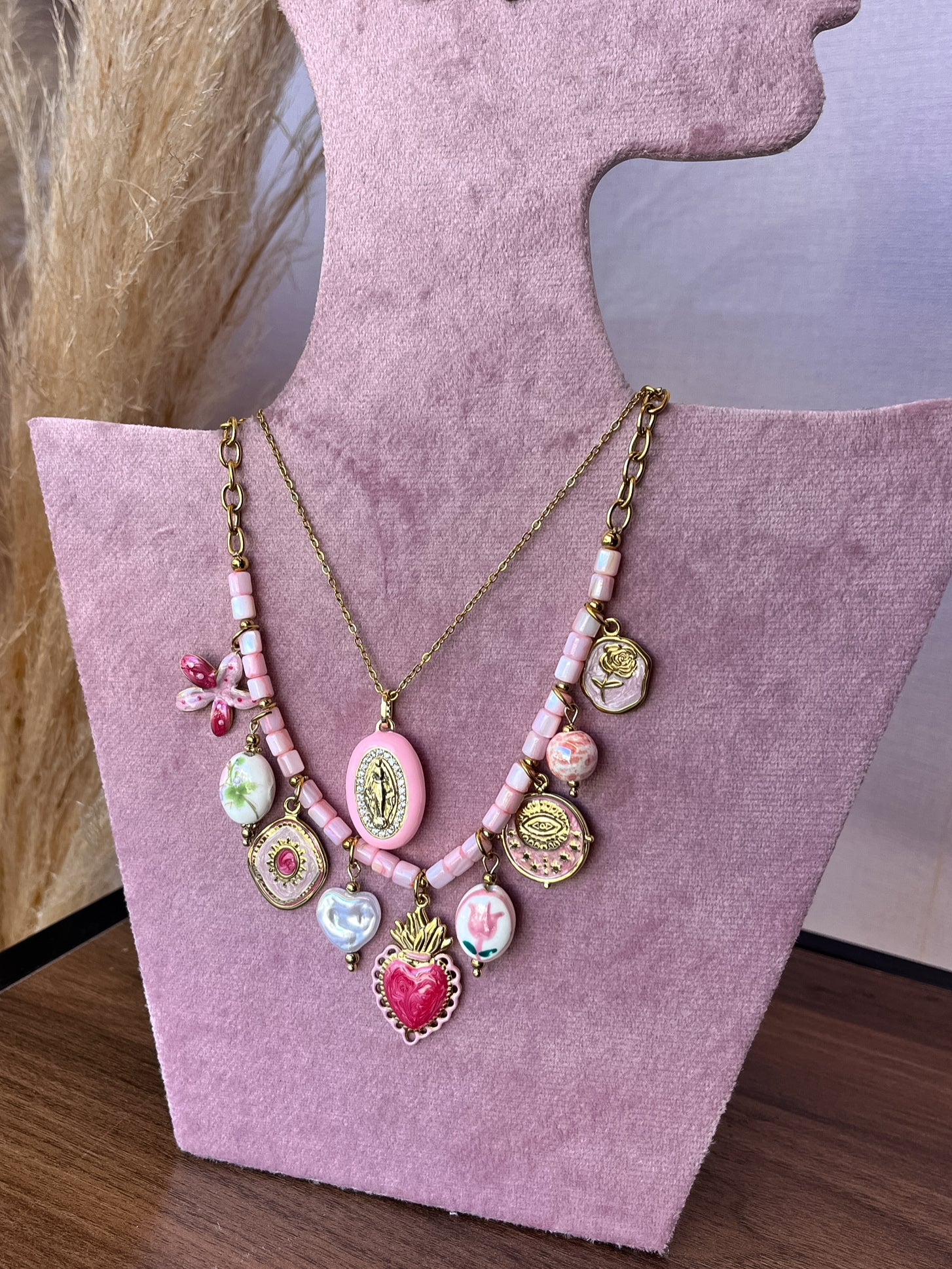 Mix Collana Cuore Sacro/Madonna Rosa