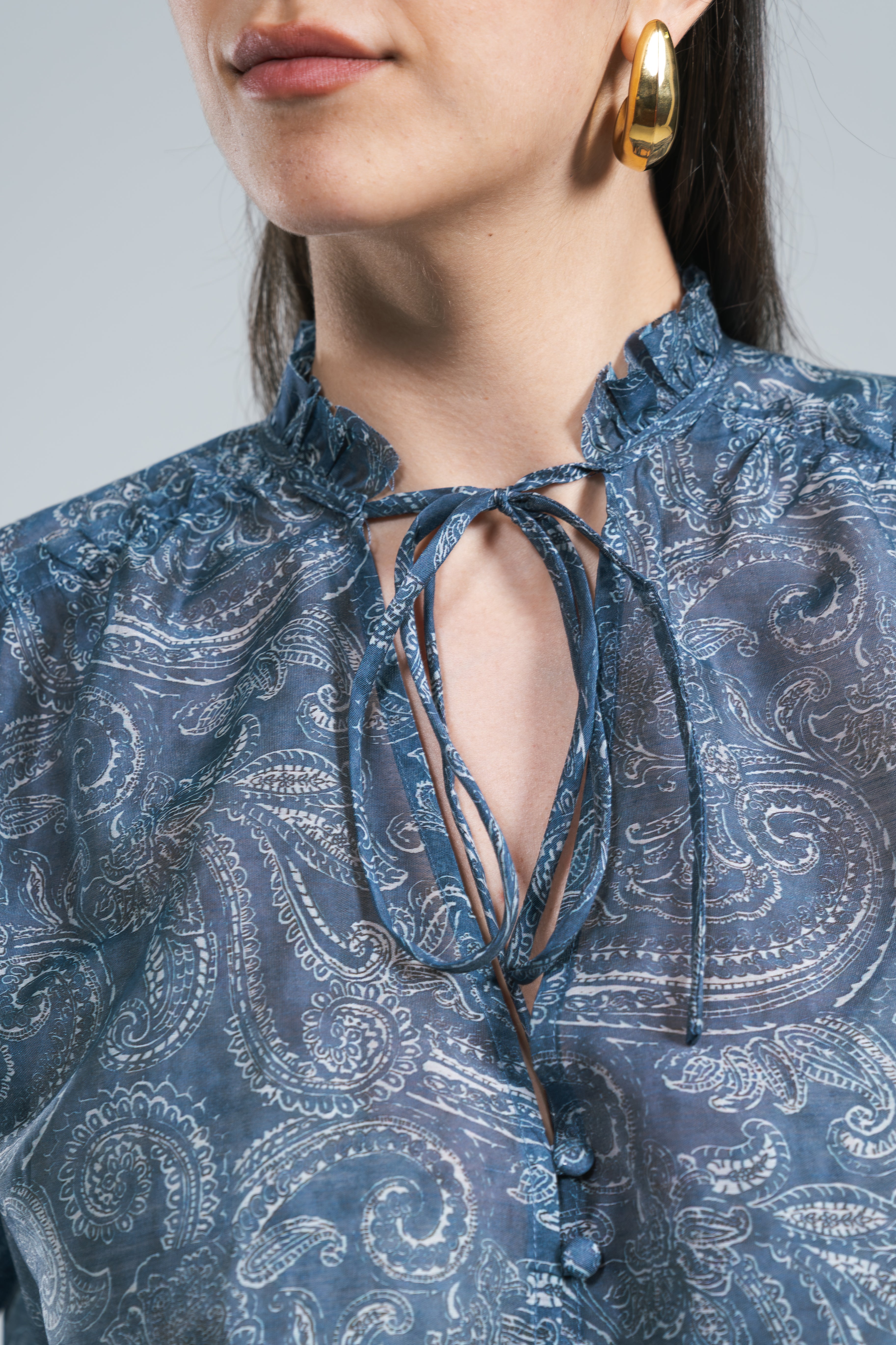 Maxi Camicia Bandana Blu Denim Glamorous