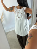Maxi Canotta Viscosa Crochet Bianco