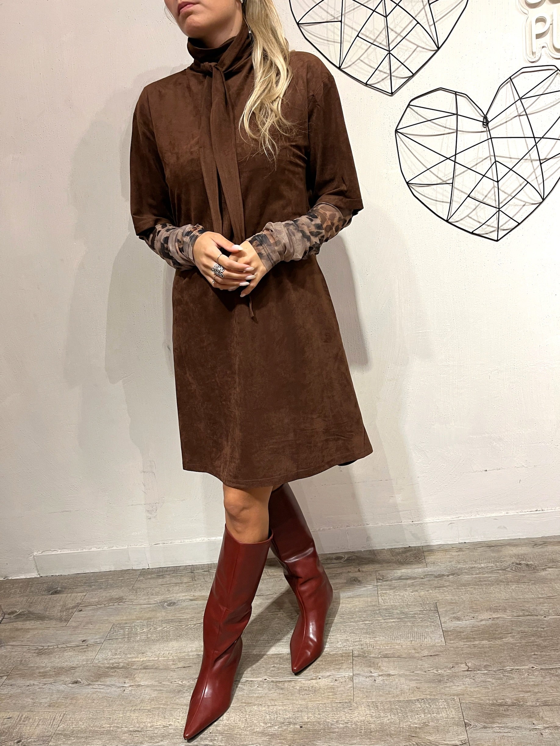 Abito Suede con Fiocco