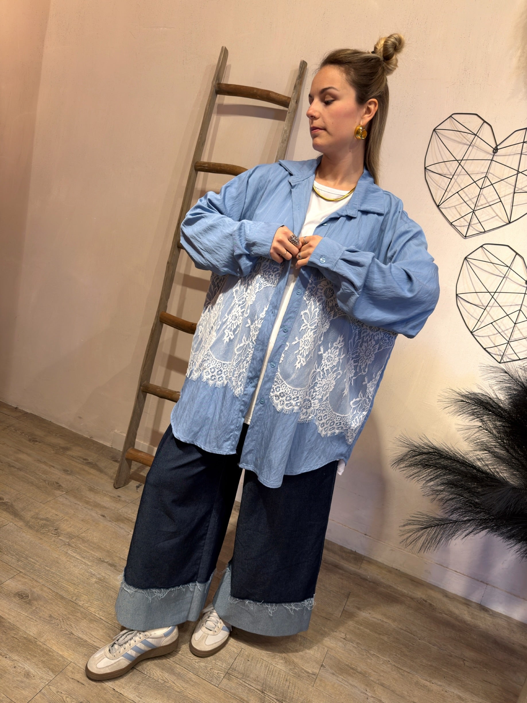 Maxi Camicia Yara Viscosa e Pizzo