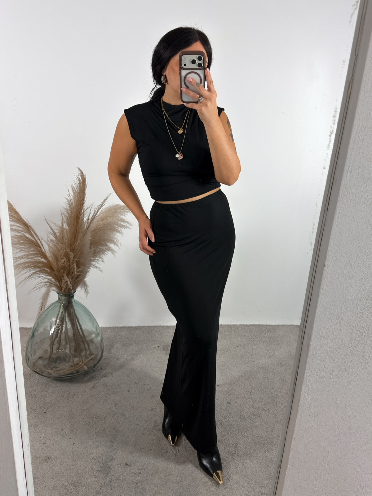 Set Jersey Top+Gonna Nero Glamorous