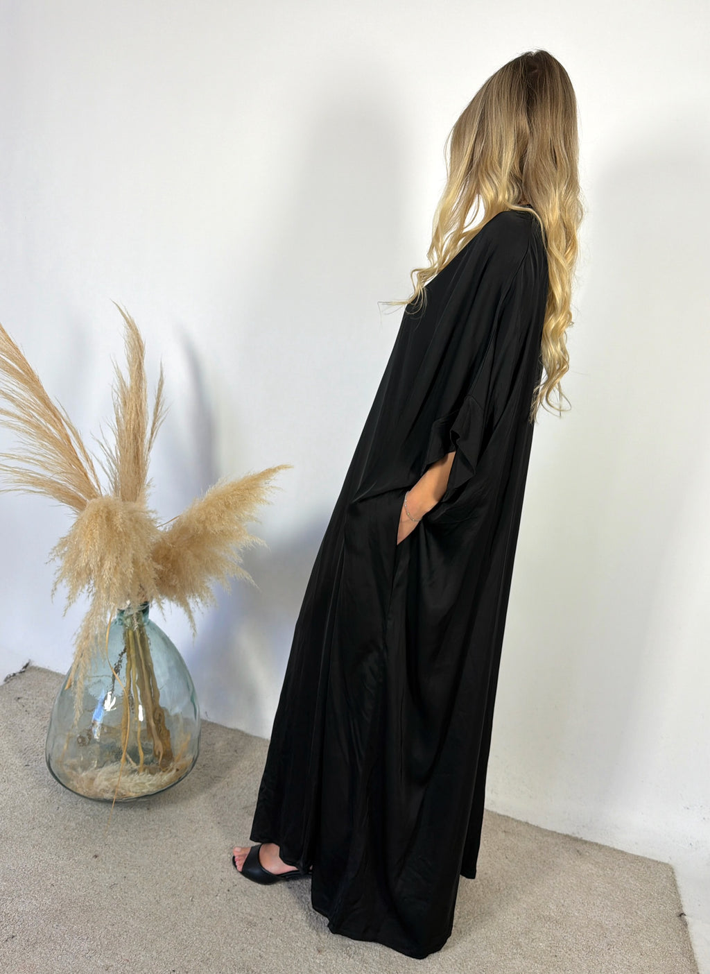 Maxi Abito Kimono Satinato +colori