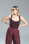 Body Combinato Stretch/Tulle Kostumn1 Borgogna
