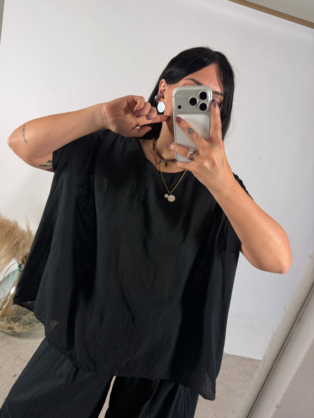 Blusa Barbara Mussola Nero