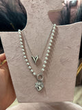 Mix Collana Cuore + Collana Perle Argento