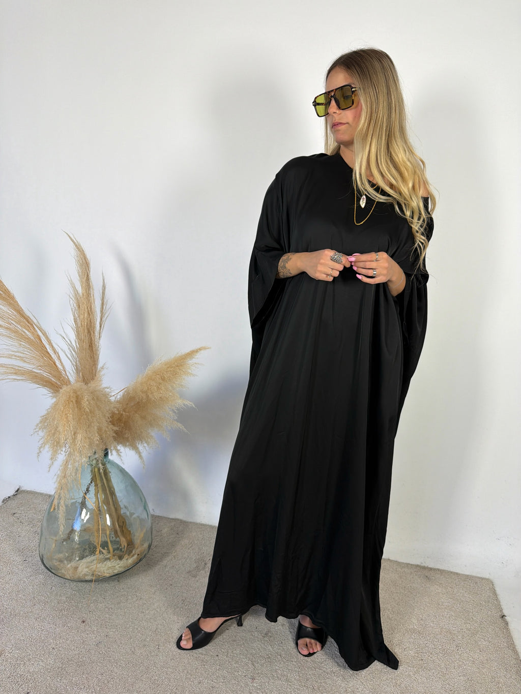 Maxi Abito Kimono Satinato +colori