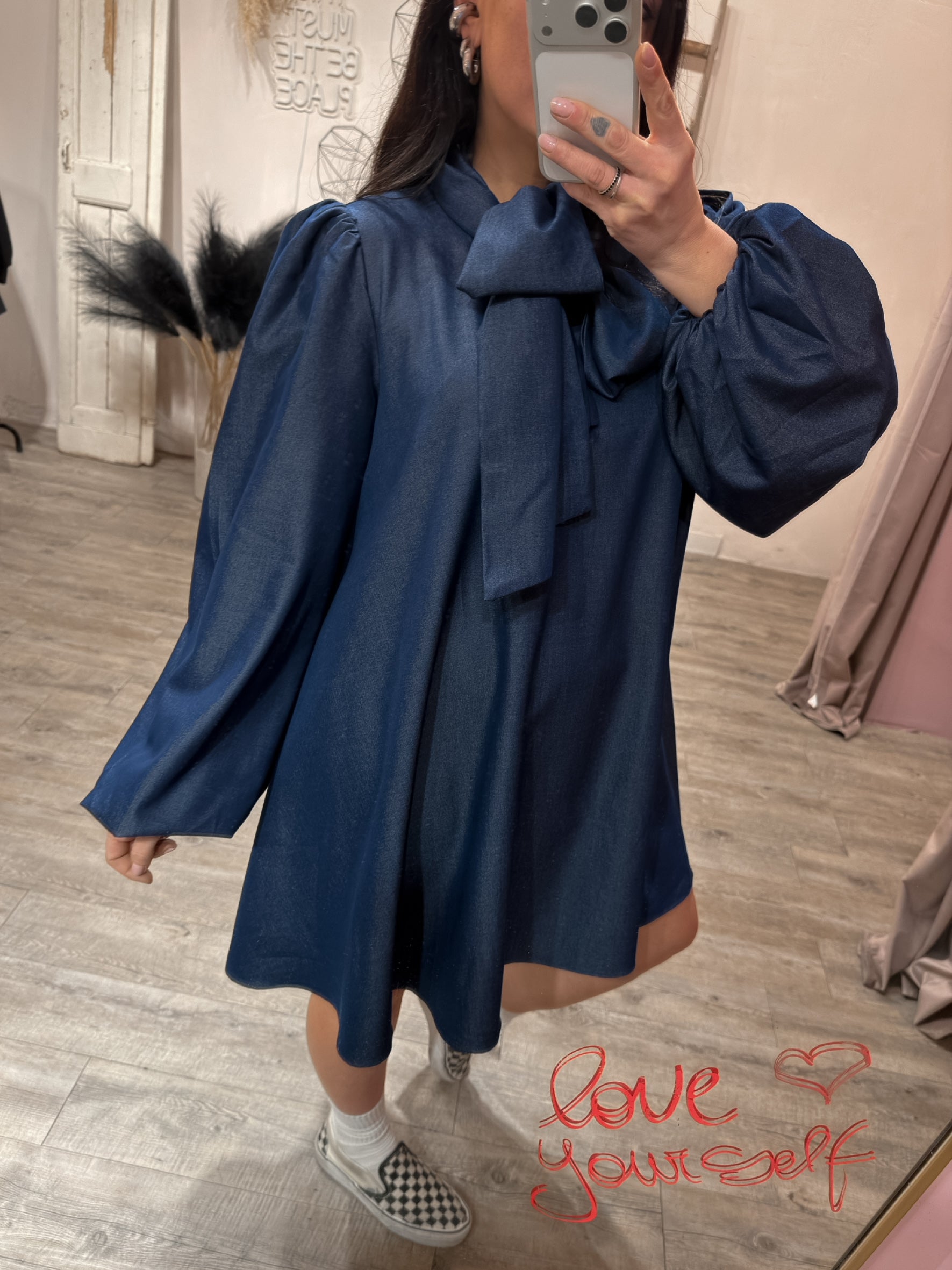 Mini Abito Denim Fiocco Glamorous