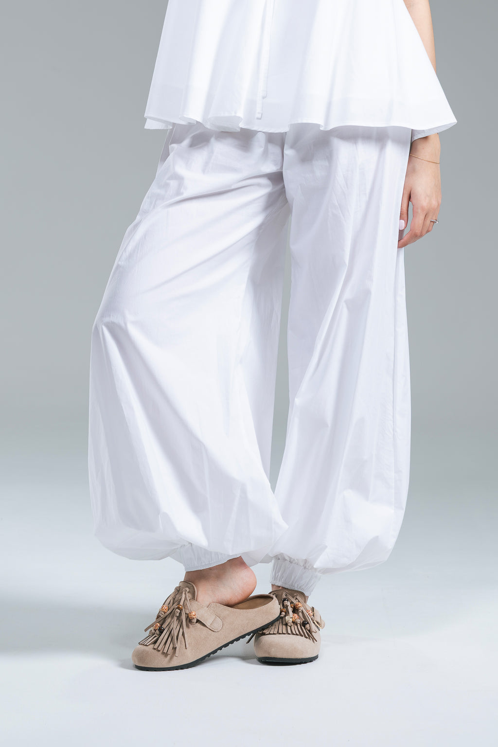 Pantalone Balloon Popeline Bianco Kostumn1