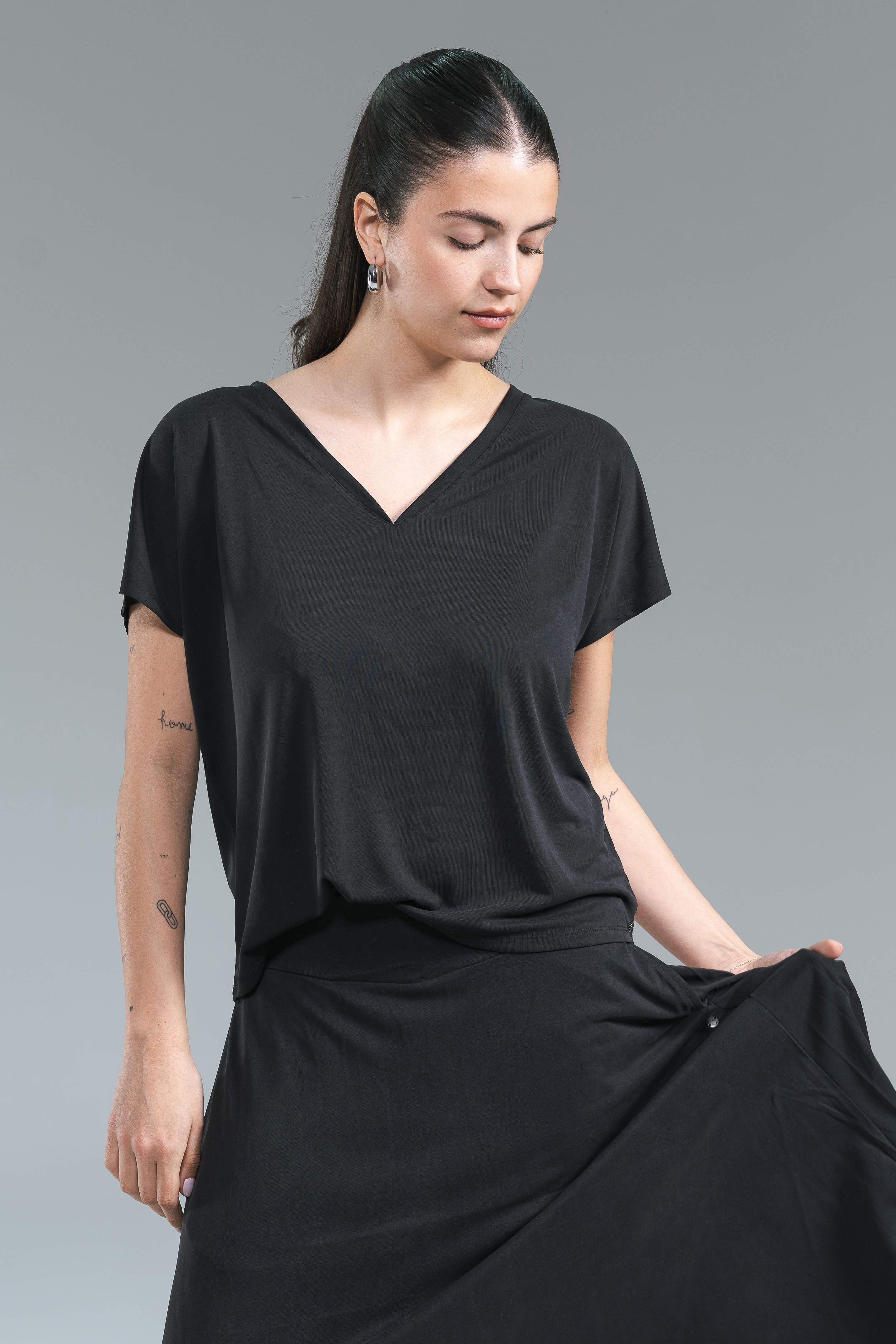 T-shirt Lyocell Surkana Nero